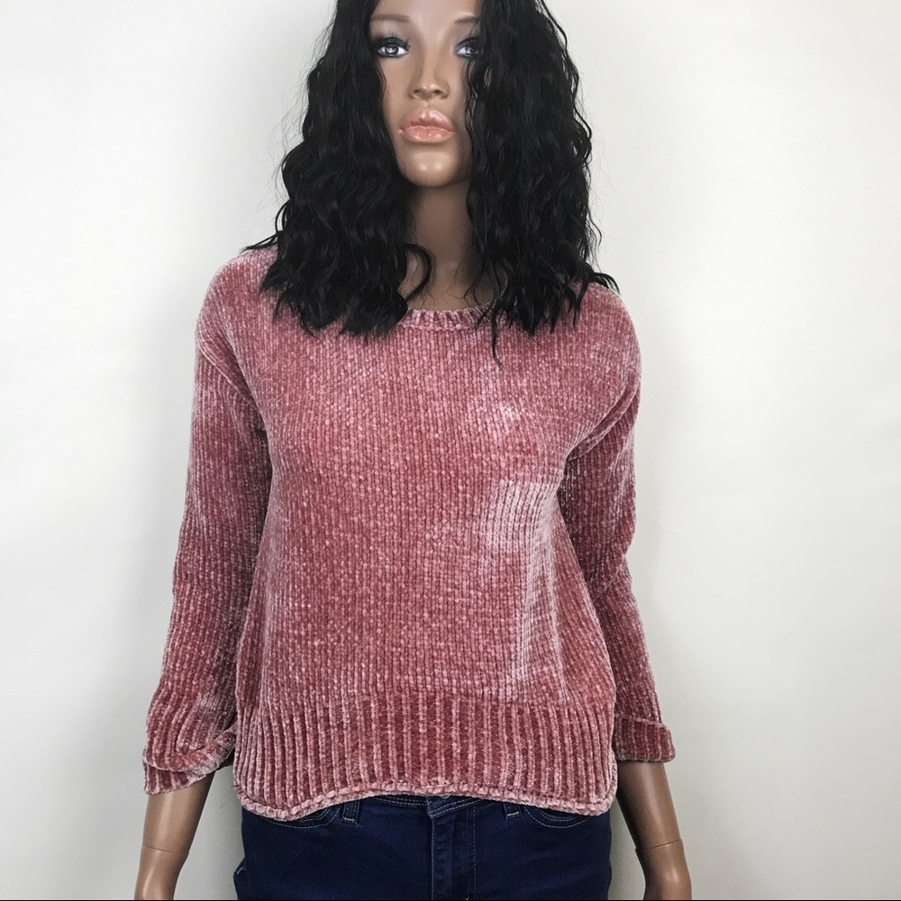 F&F Kids Blush Pink Crushed Velvet Sweater